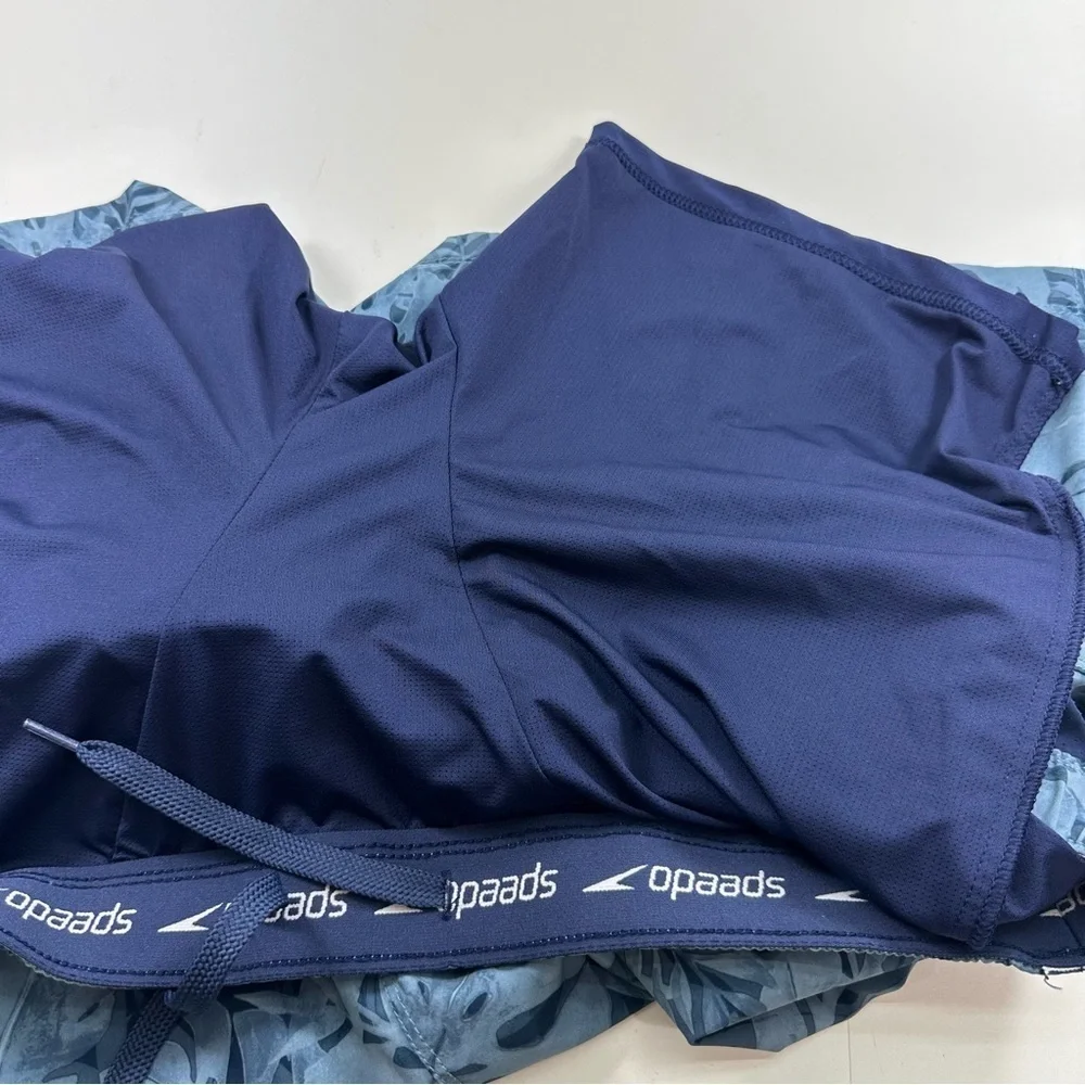 Speedo Men’s Hydro Volley Swim Trunks XL Lined Drawstring Blue Tropical Print